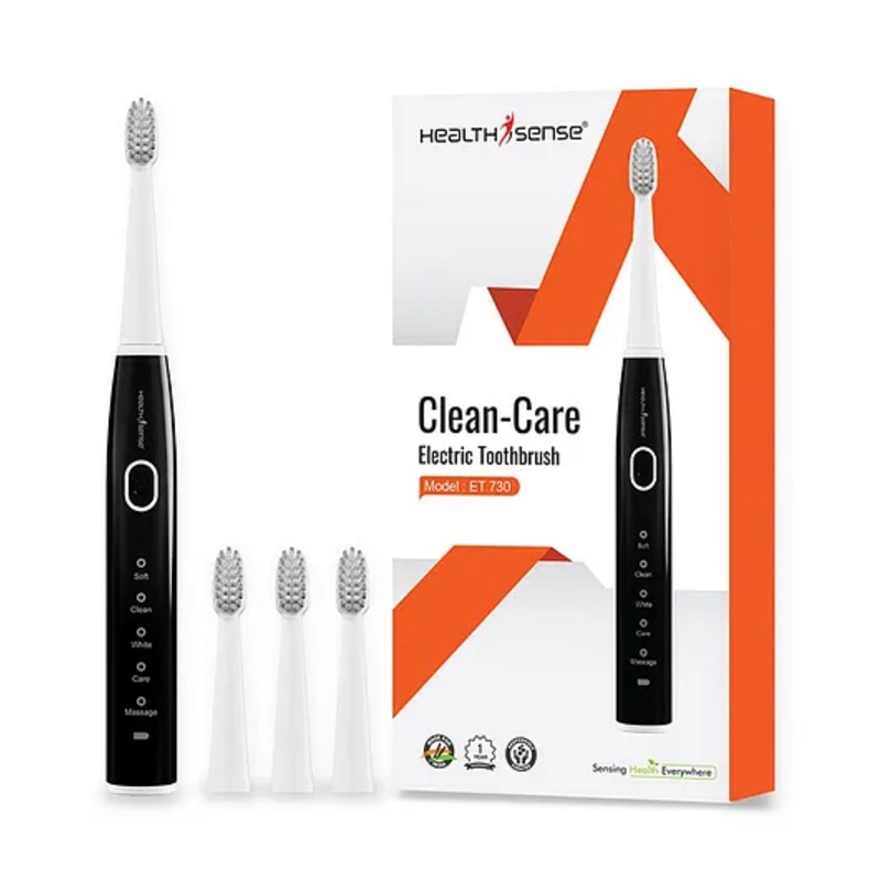HealthSense Electric Toothbrush Rechargeable Sonic Brush Clean Care ET 730 – Black
