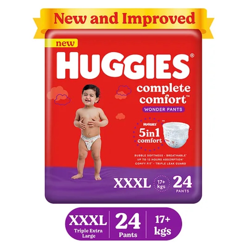 Huggies Complete Comfort Wonder Pants Triple Extra Large XXXL Baby Diaper Pants with 5 in 1 Comfort – 24 Pieces