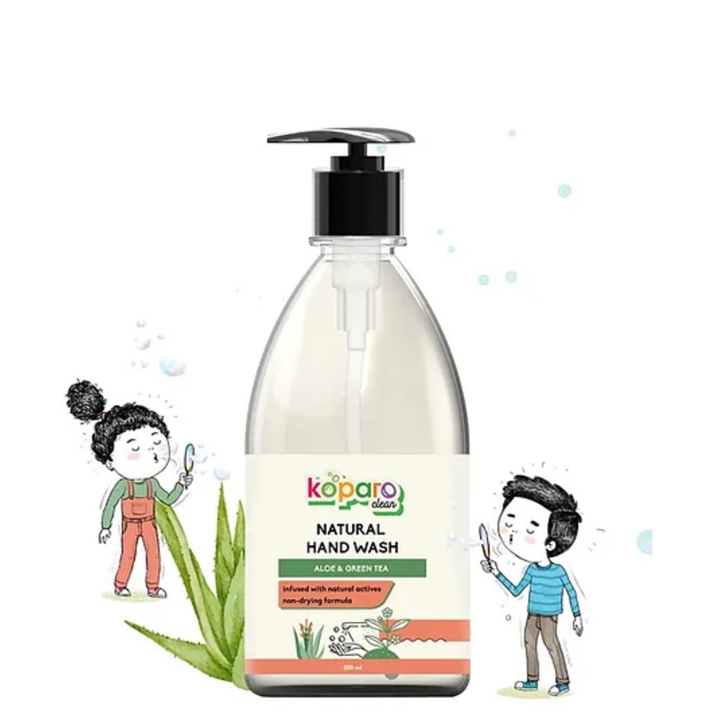 Koparo Clean Hand Wash Aloe & Greentea pH Balanced & Hypoallergenic Infused with Tea Tree Essential Oil  Glycerin – 500 ml