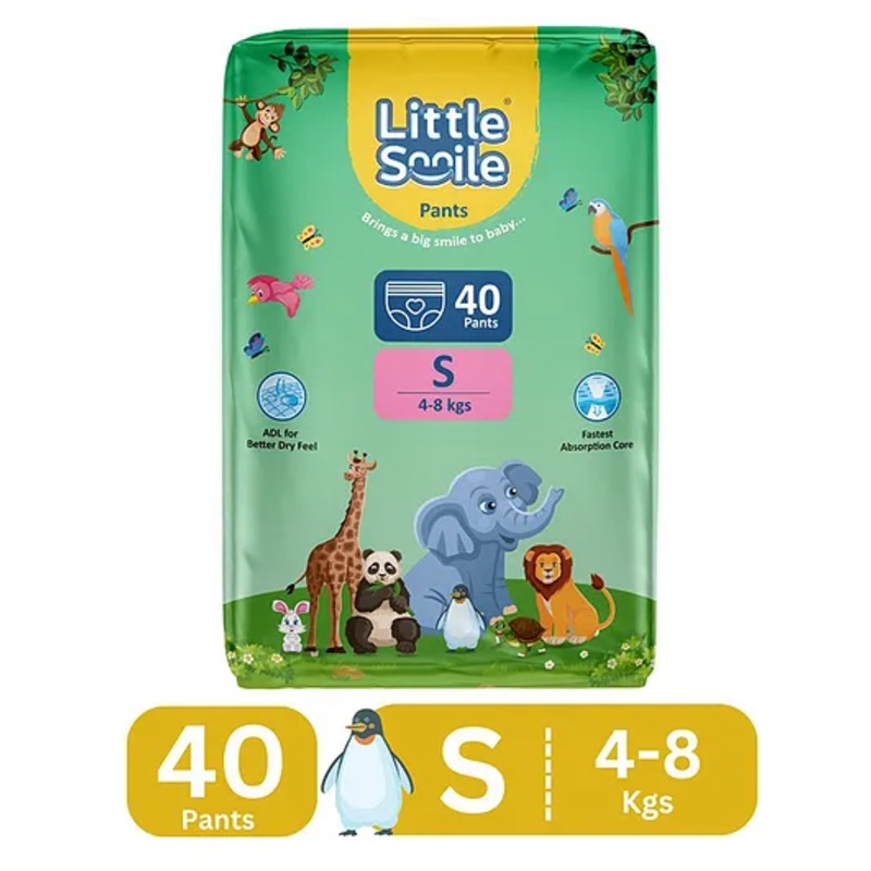 Little Smile Baby Pants Extra Absorb Diapers – Small -40 Pieces – S (40 Pieces)