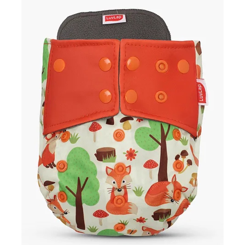 LuvLap Reusable Baby Cloth Diaper, Double Leak Guard, High Absorption, Quick Dry, Stain-Proof Comfort & Protection, Adjustable Waist & Height, Insert  Orange & Green
