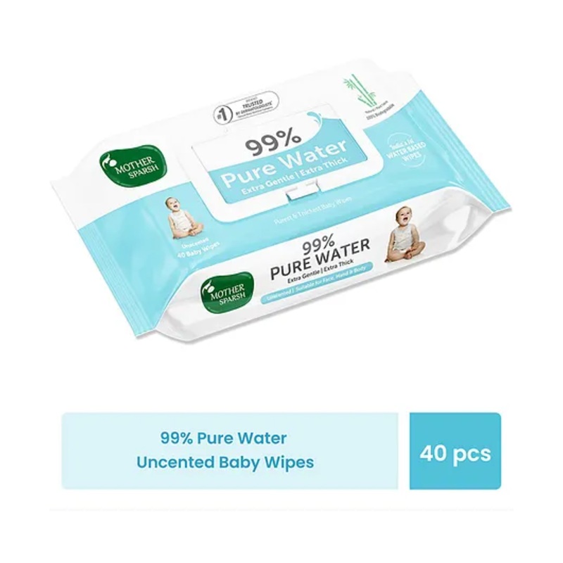 Mother Sparsh Baby 99 Percentage Pure Water Unscented Baby Wipes – 40 Pieces