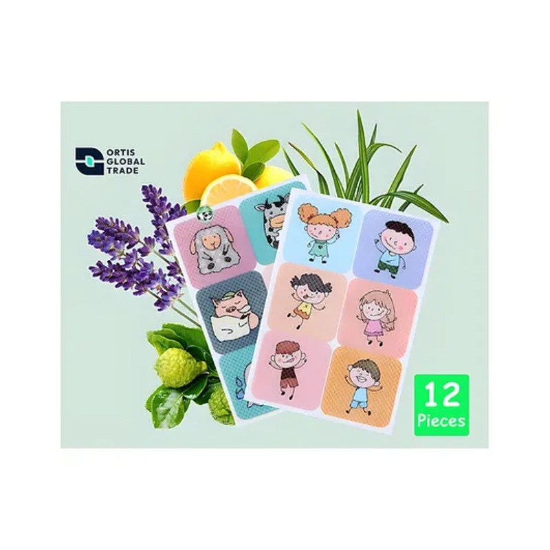 Ortis Waterproof Natural Mosquito Repellent Sticker – 12 Pieces (Colour & Print May Vary)