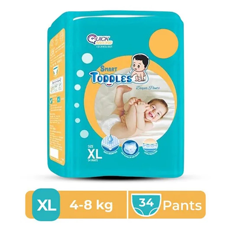 Smart Toddles – Baby Diaper Pants 54 (Size- XL) With Quick Absorption Technology and Extra Protection | Easy to Pull Up and Remove (White, XL, 34, count)