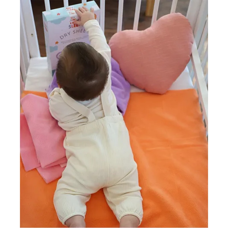 TIDY SLEEP Waterproof Baby Bed Protector Dry Sheet For New Born Babies- Carrot Orange (Small)