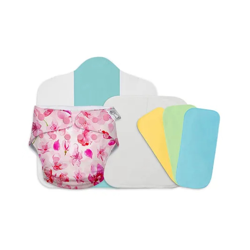 UNO Cloth Diaper  Starter Kit | Washable & Reusable (1 Cloth Diaper + 1 Insert + 1 Booster Pad with 3 Diaper Liners) – Cherry Blossom