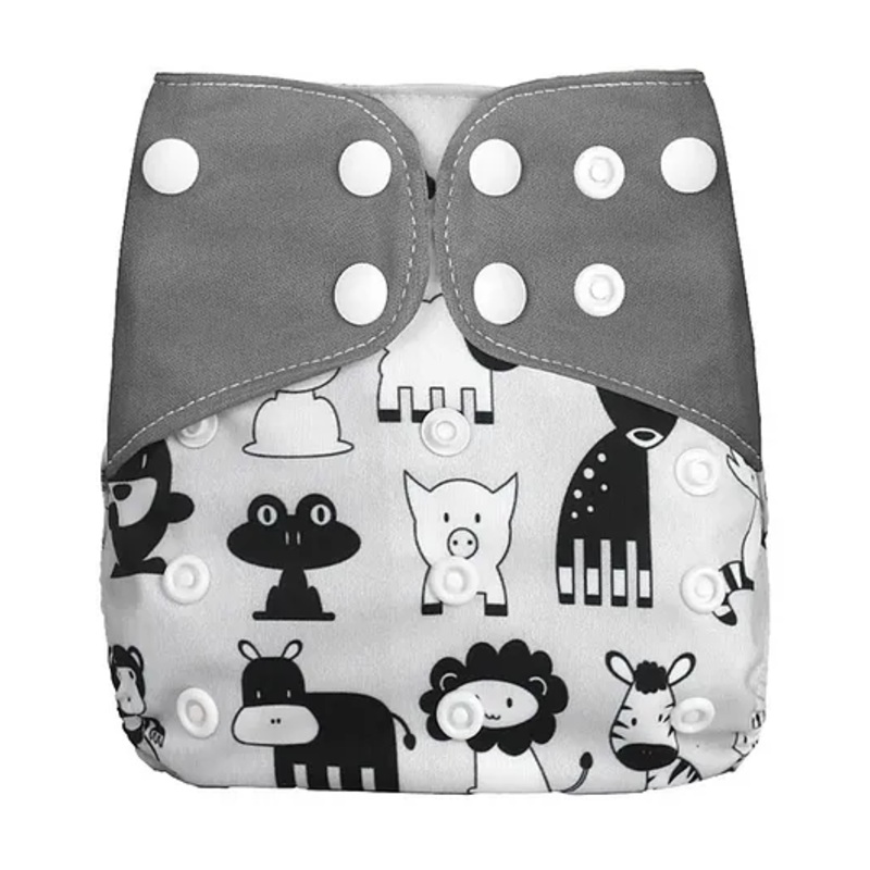 Zikku Free Size Reusable Cloth Diaper for Babies with One Insert -Animals Print