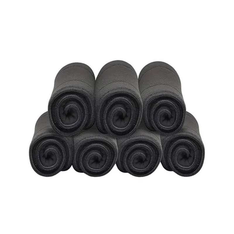 AEREX Reusable Black Inserts Pads for Diapers Bamboo Charcoal Inserts Liners Natures Cloth Diaper Liner Wet Free Booster Inserts Nappy Inserts for Baby Cloth Diapers (Pack of 7)