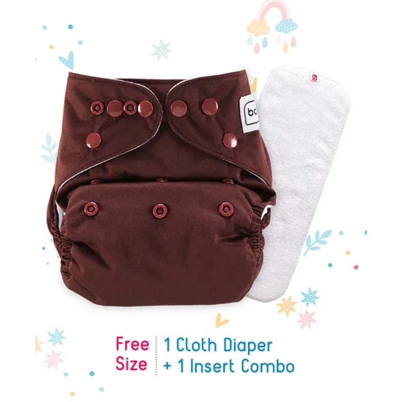 Babyhug Free Size Reusable Cloth Nappies With Insert – Brown
