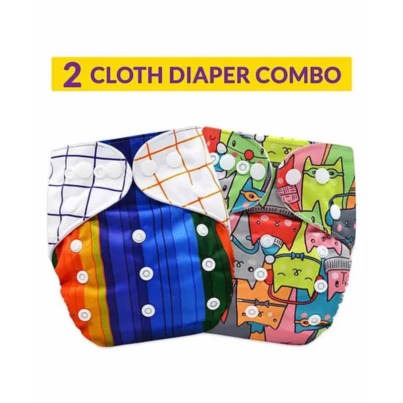 Bembika Reusable Cloth Diapers Multi Print Pack of 2 – Multicolour
