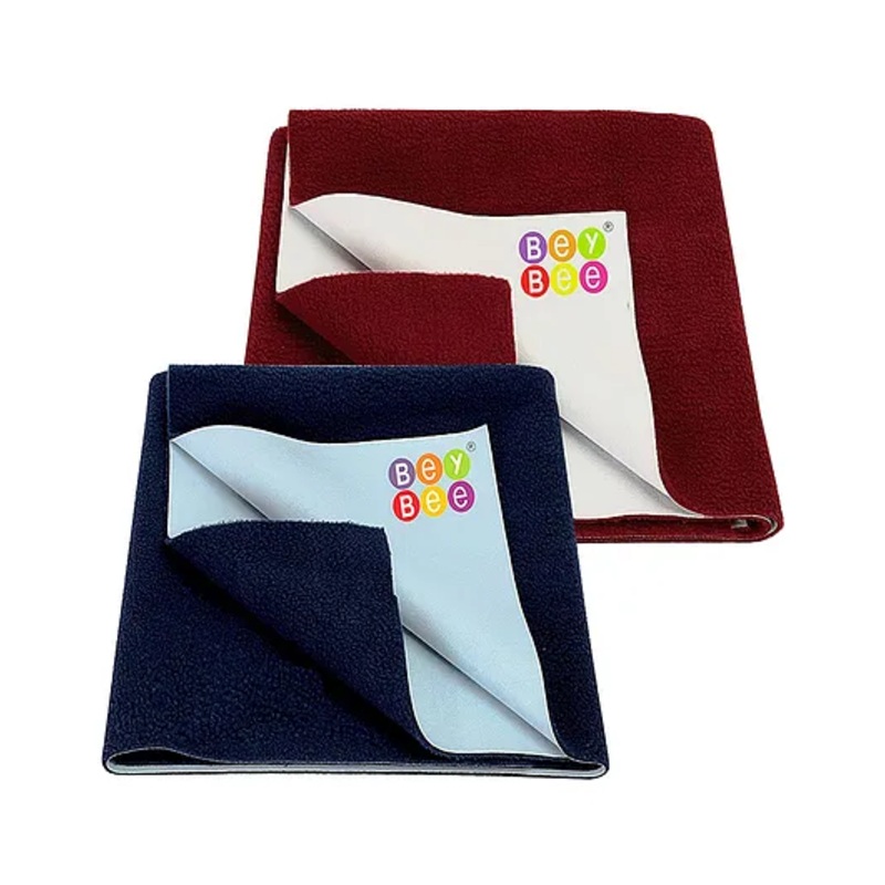 BeyBee Baby Bed Protector Waterproof Dry Sheet For New Born Babies Small Pack Of 2 – Dark Blue & Maroon