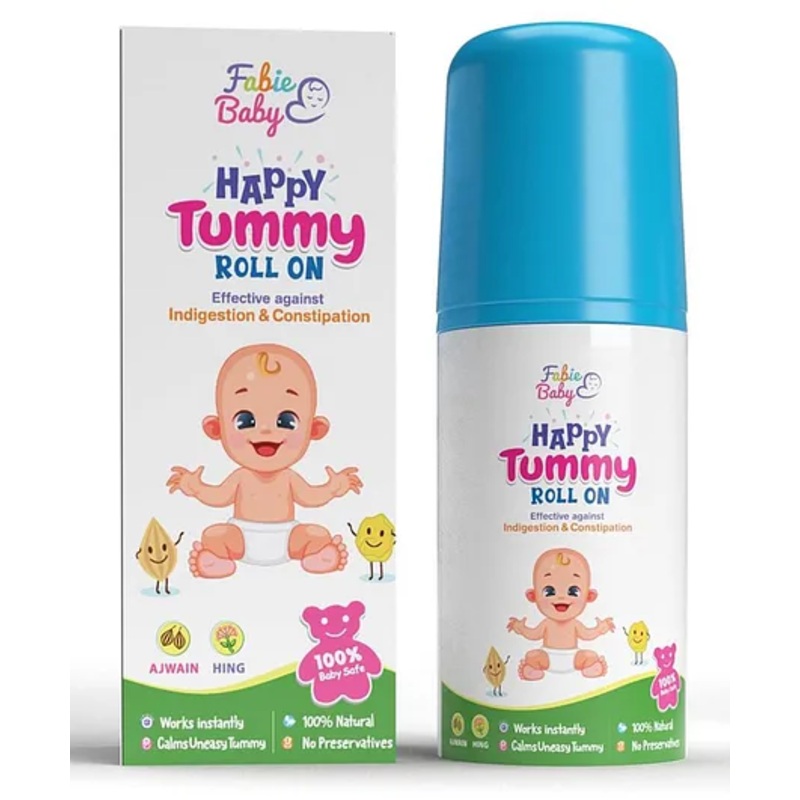 Fabie Baby Happy Tummy Roll On for Baby Hing Ajwain Pudina for Colic Constipation & Indigestion Relief (40ml)