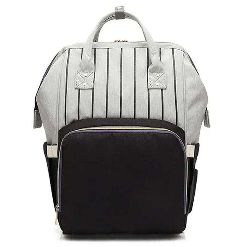 House of Quirk Diaper Bag Maternity Backpack Stripe Print –  Black