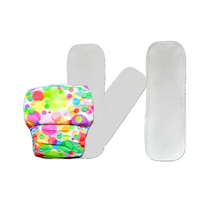 Kindermum Polka Hues Nano Pro AIO Cloth Diaper with Organic Inserts and Power Booster- Multicolor