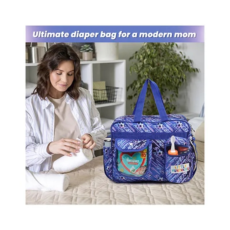 Little Munchkins Stylish and Durable Nursing Tote unisex spacious Diaper bag waterproof for mother carry::color::blue