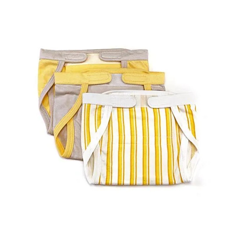 Mi Dulce An’ya Organic Cotton Nappies With Velcro Closure Set of 3 – Yellow Grey