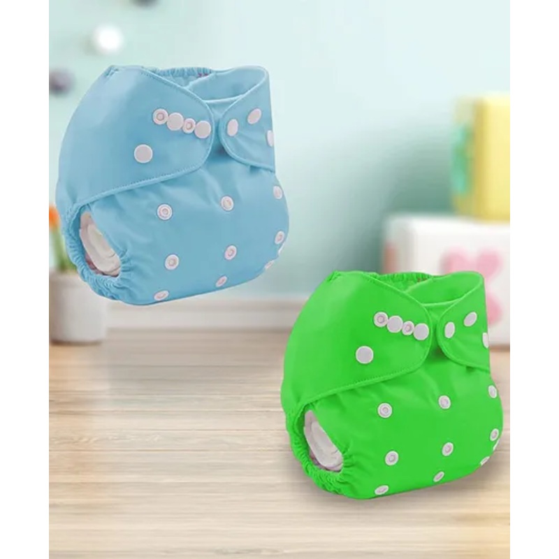 Sparkle Joy Free Size Reusable Cloth Diaper Without Insert Pack Of 2 – Green & Sky-blue