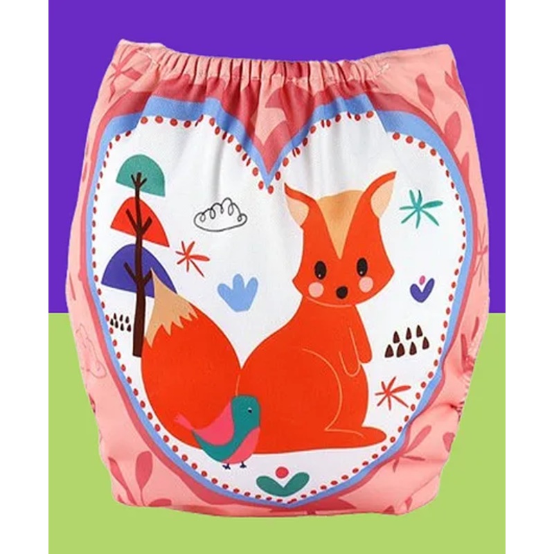 The Cheeky Kidzz Baby Pocket Printed Squirel Cloth Diapers With Insert Reusable Cloth Diapers Washable Fitted Diapers One Size Reusable for Baby Girls and Boys (0-24 MONTHS)