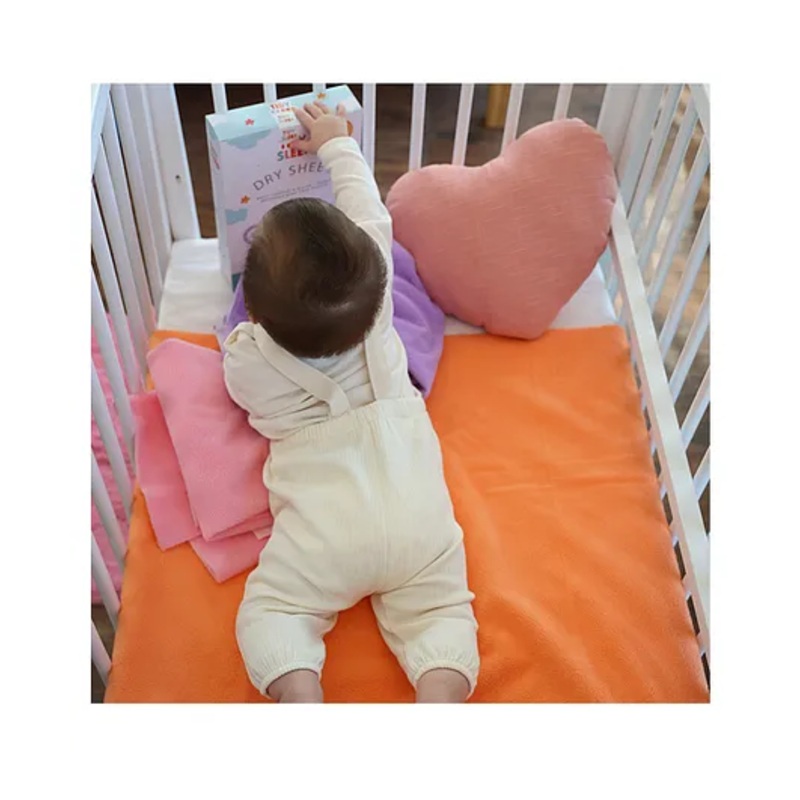 TIDY SLEEP Waterproof Baby Bed Protector Dry Sheet For New Born Babies- Carrot Orange (Large)