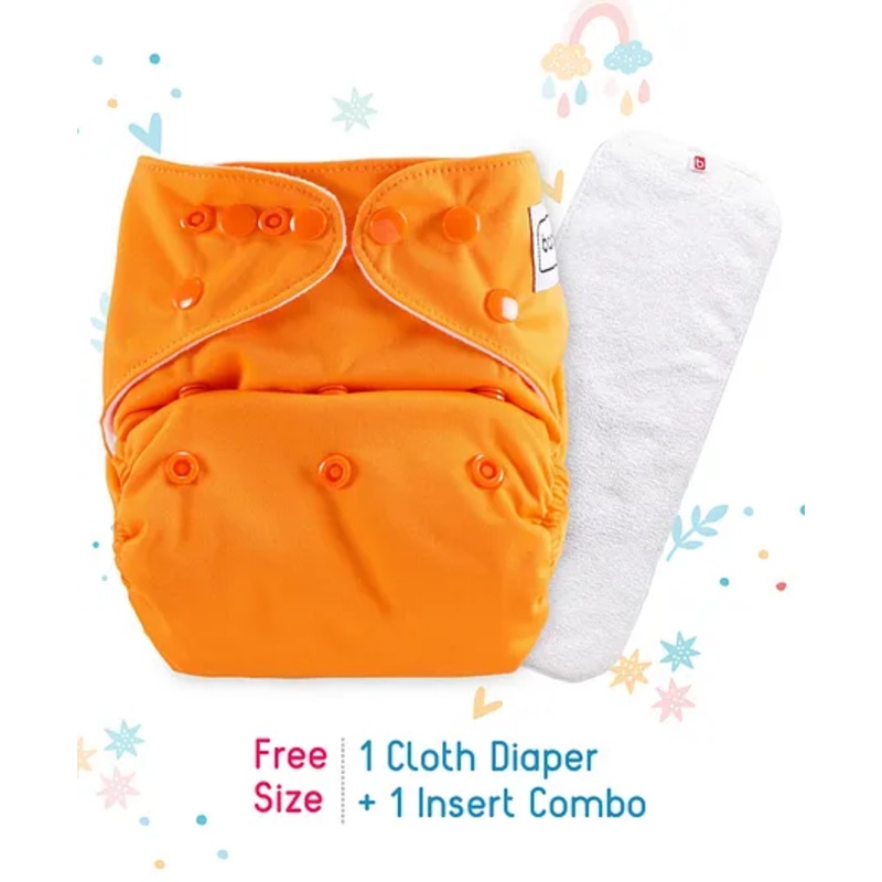Babyhug Free Size Reusable Cloth Nappies With Insert – Orange