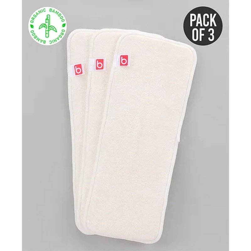 Babyhug Reusable Bamboo Nappies Insert Pack of 3 – White