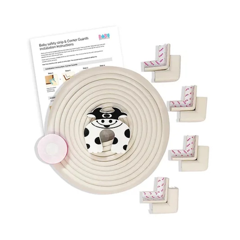 BabySafeHouse Multi Edge Guard Door Stopper and Corner Protector – White