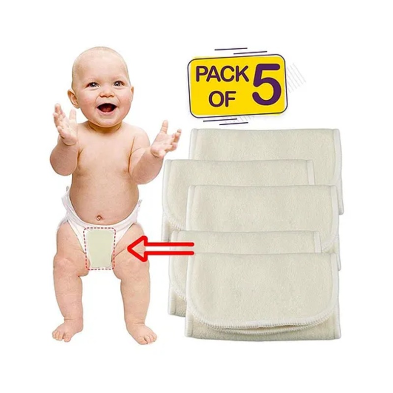 Bembika 4-Layer Cotton Nappy Inserts Pack of 5 – Cream
