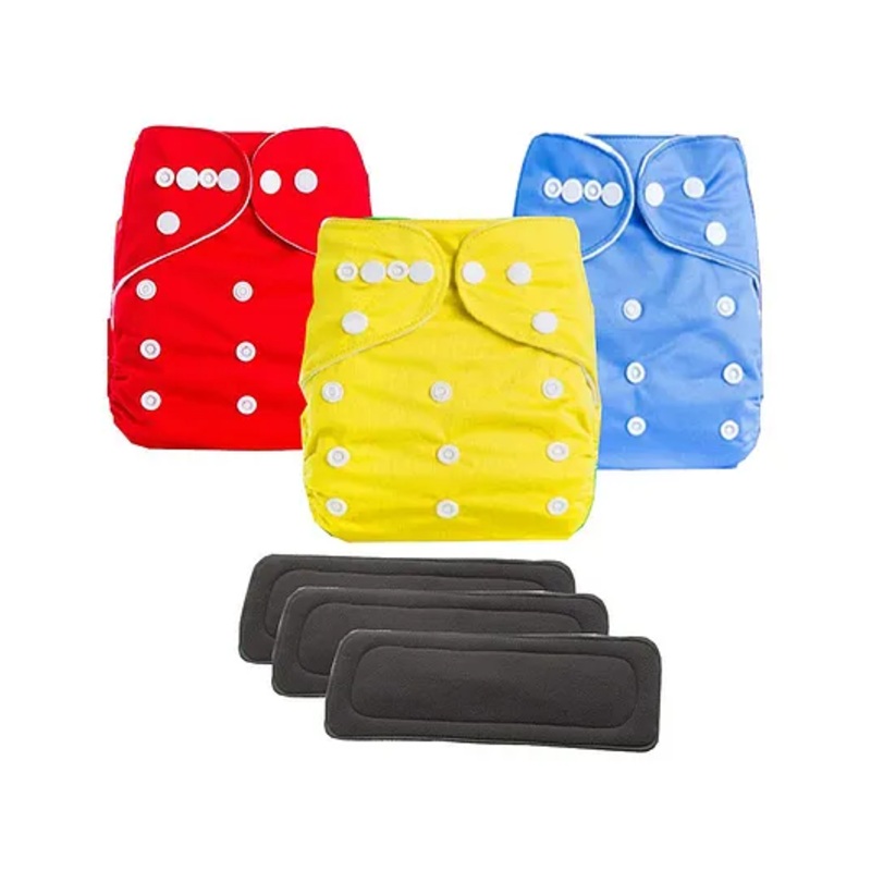 Domenico Reusable Diaper With Insert Pad Pack of 3 – Multicolour