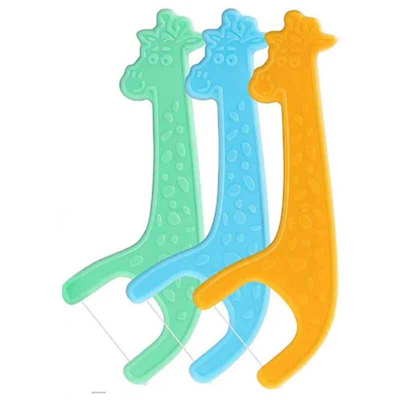 Giraffio Kids Tooth Cleaning Dental Floss Picks with Storage Case Pack of 24- Multicolour