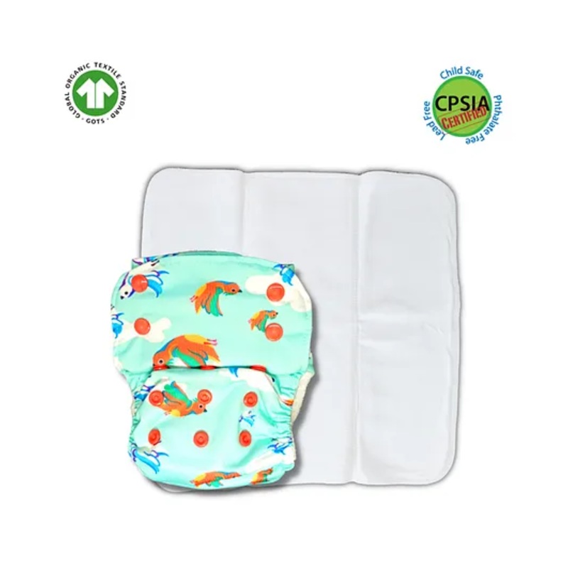 Kindermum Birdie Lite With Quick Dry Organic Cotton Insert – Multicolour