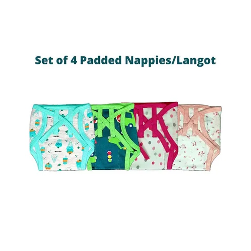 Kindermum Combo Of 4 Nappies Medium – Multicolor