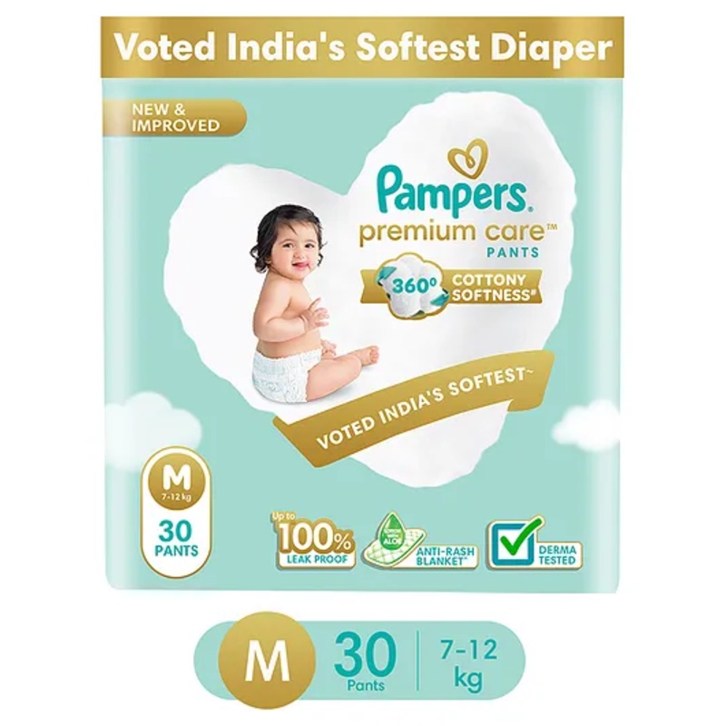 Pampers Premium Care Softest Ever Diaper Pants Medium Size- 30 Pieces