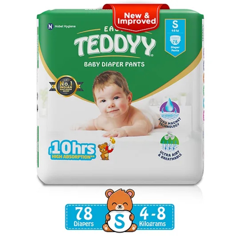 Teddyy Baby Easy Pant Diapers Small  78 Diapers (Pack of 1)  4-8 kgs