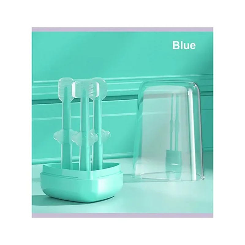 THE LITTLE LOOKERS Baby Toothbrush 3 in 1 Set – Blue