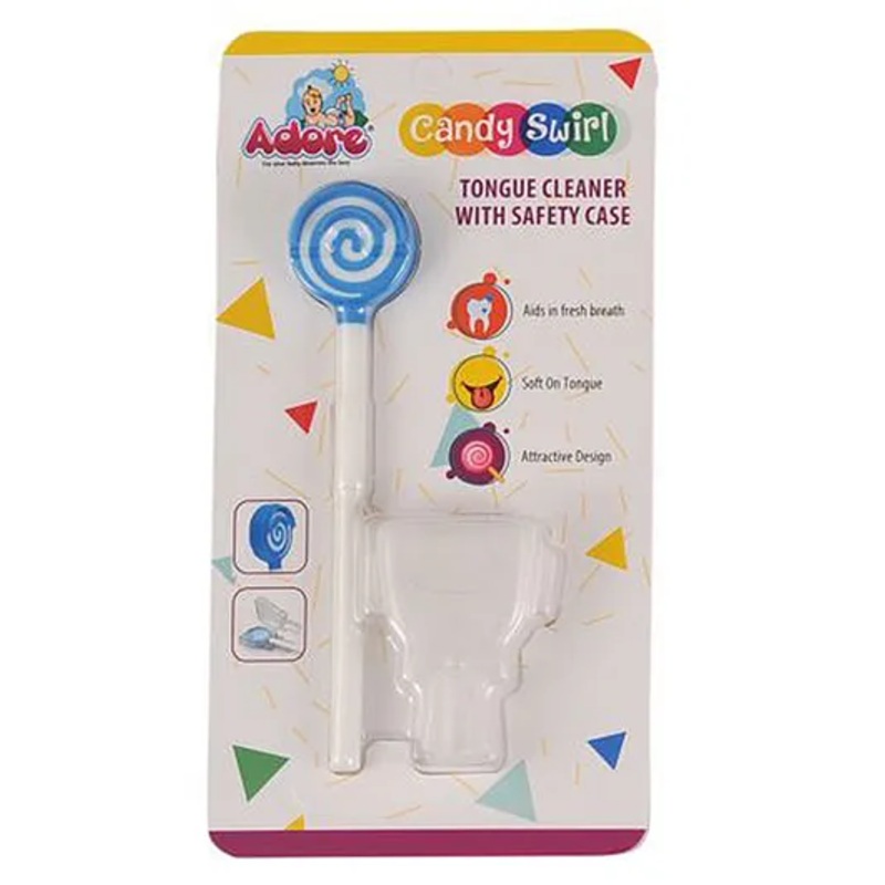 Adore Candyswirl Tongue Cleaner With Safety Case (Colour May Vary)