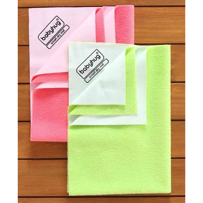 Babyhug Smart Dry Bed Protector Sheet Pack of 2 Medium – Pink Green