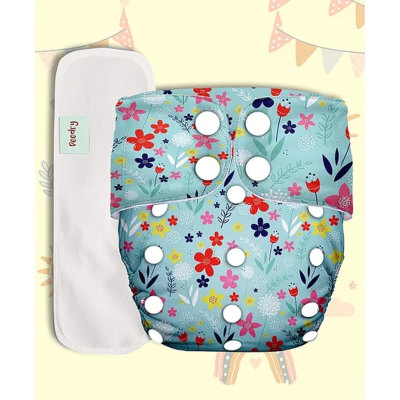 Deedry Cloth Diapers Reusable, Adjustable with Snap Buttons & comes with Insert- Sky Blue
