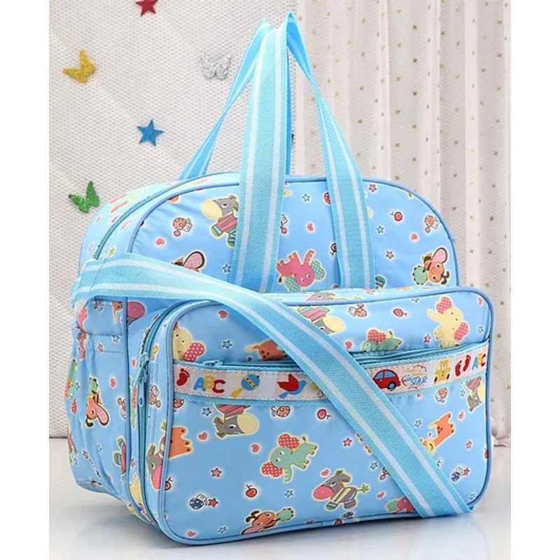 Diaper Bag Multipurpose With Multiprint-Light Blue(Prints May Vary)