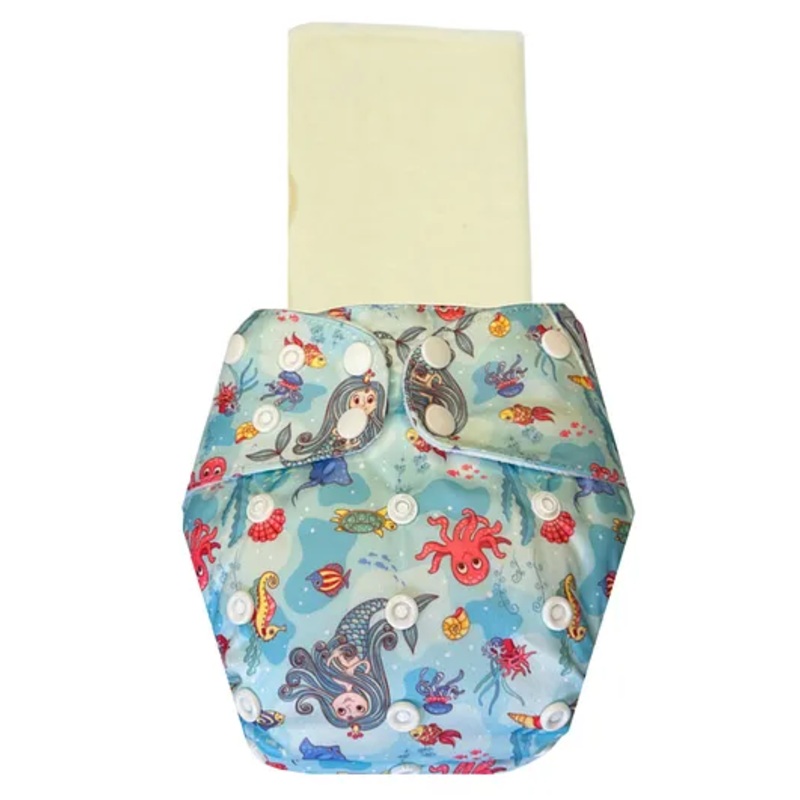 Dumbledo Cloth Diaper Reusable Adjustable Free Size Leak Proof Eco-Friendly Quick Dry Unisex With Insert Pack of 1 – Blue