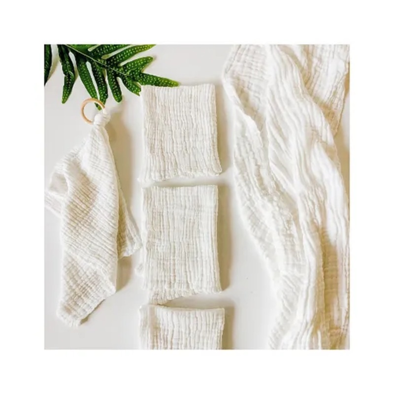 Elementary Reusable Muslin Cotton Square Nappy Set Large Pack of 4 – White