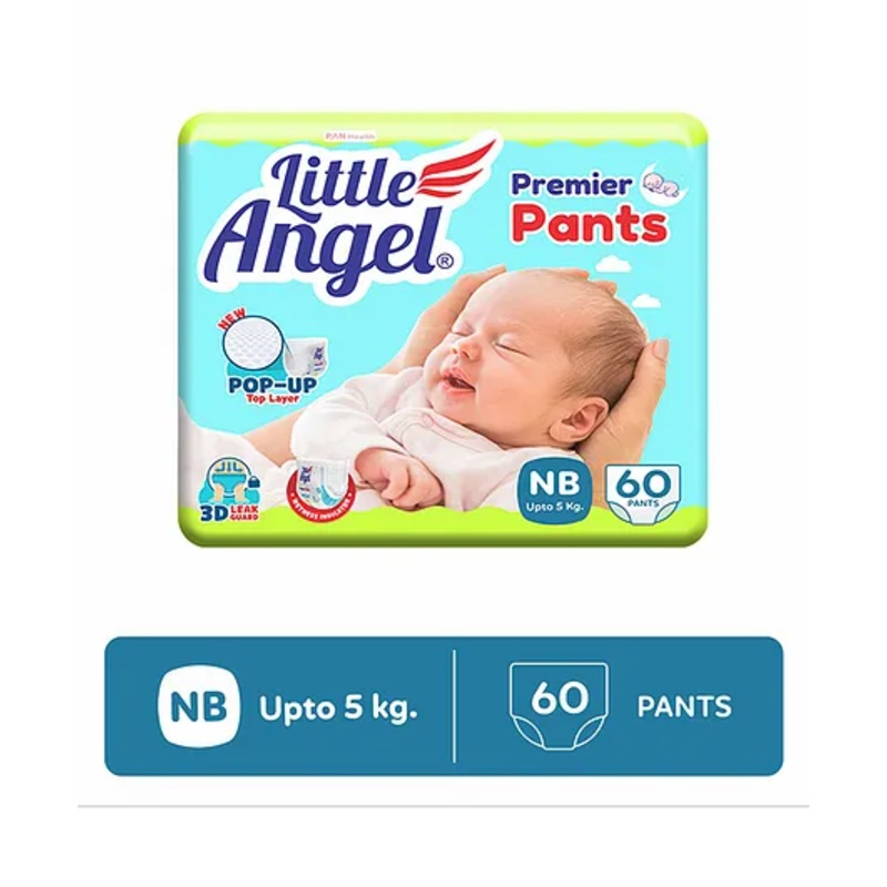 Little Angel Premier Pants Baby Diapers With Wetness Indicator New Born – 60 Pieces