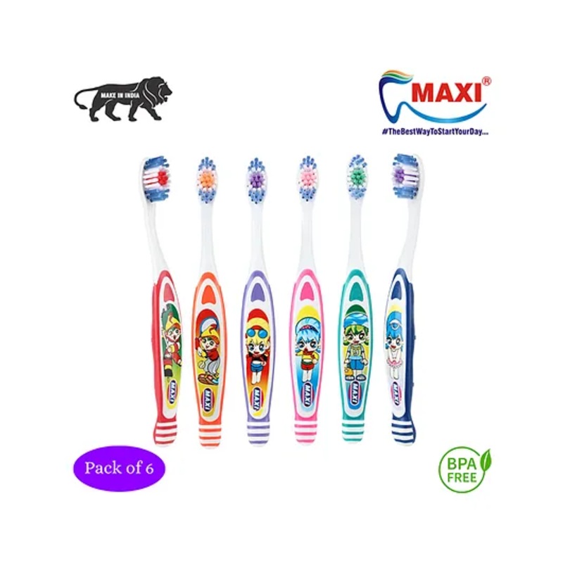 MAXI Bunty Bubli Junior Toothbrush Pack Of 6 – Multicolor