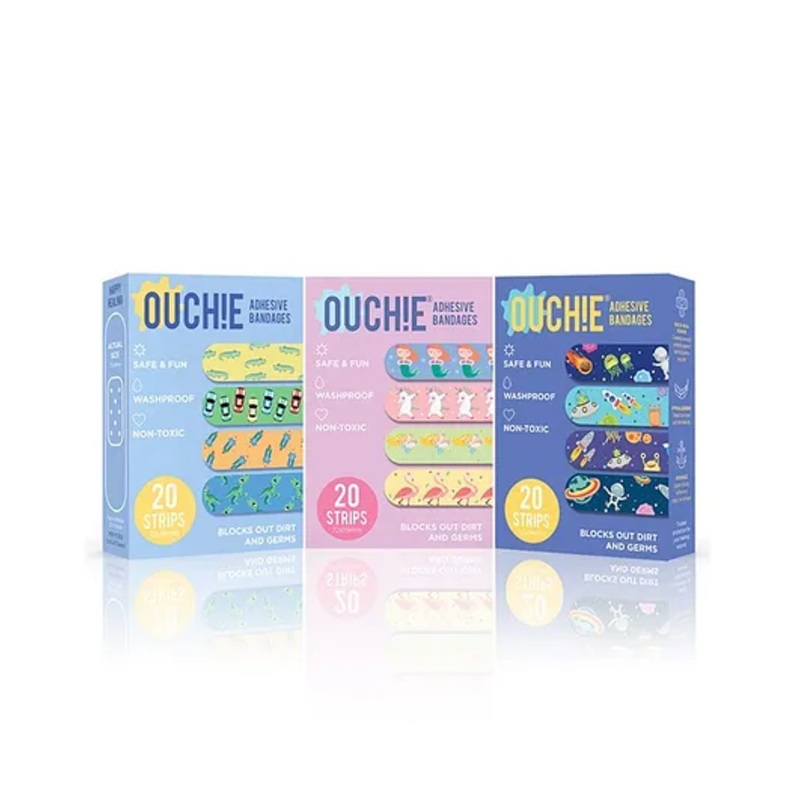 Ouchie Printed Bandages Pack of 3 Blue Purple – 20 Bandages each