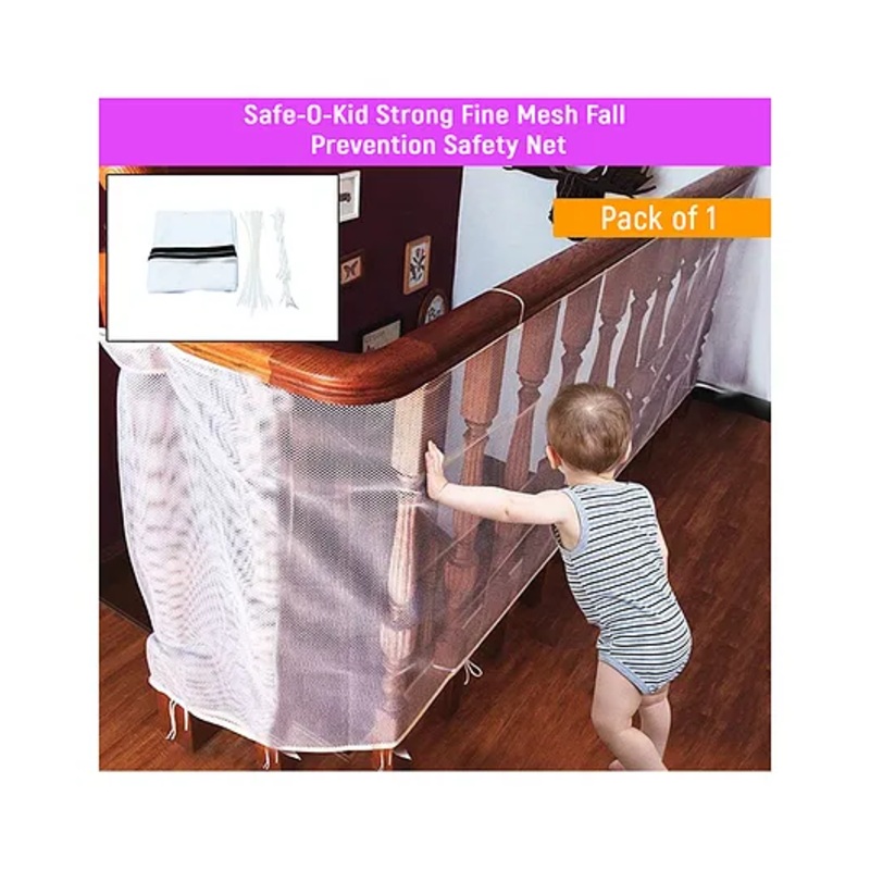 Safe-O-Kid Child Safety Mesh Net Prevent Fall & Injuries Balcony & Indoors – White