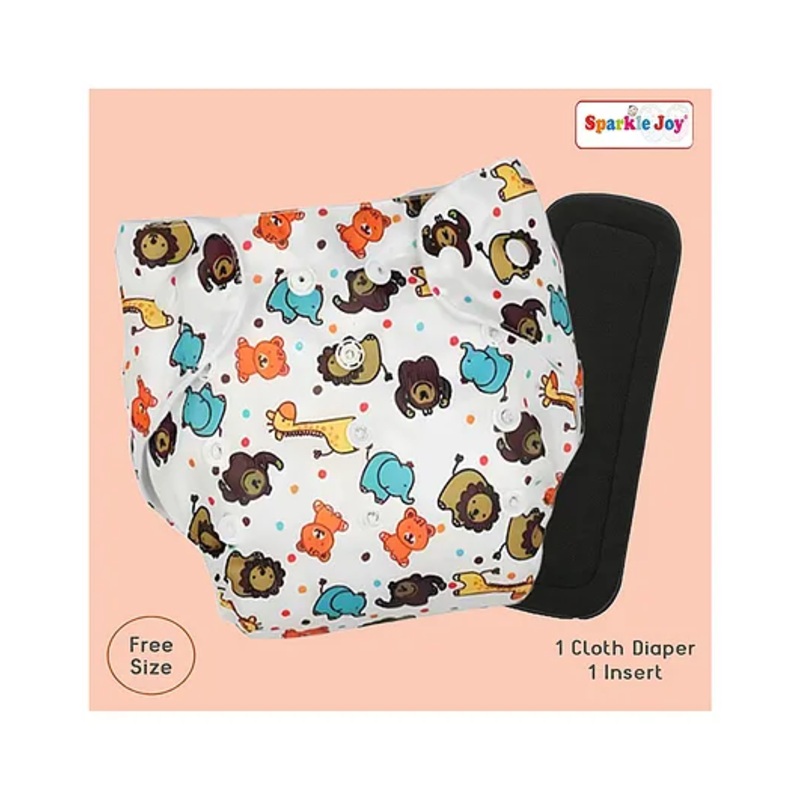 Sparkle Joy Reusable Cloth Diapers Cotton Adjustable Size Multicolor With Insert Pad