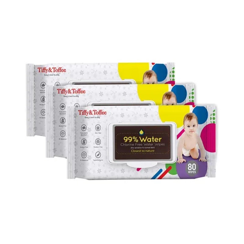 Tiffy & Toffee Baby Water Wipes Pack of 3 – 80 Wipes