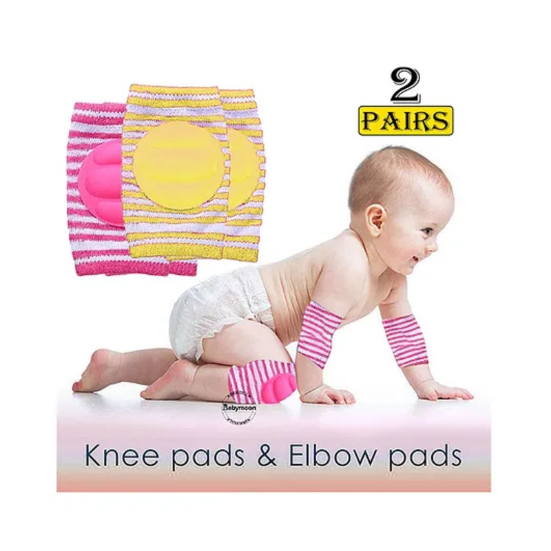 Babymoon Padded Kids Knee Elbow Protection Pads Pack of 2 – Pink & Yellow