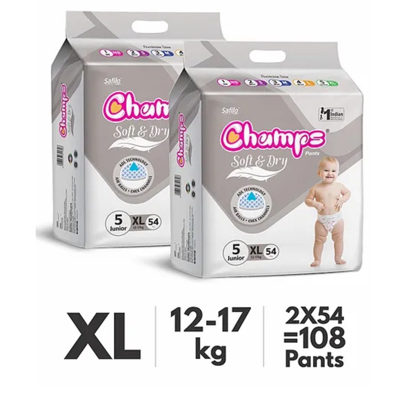 Champs Soft & Dry Diaper Pants Extra Large Size Pack of 2 – 108 Pieces