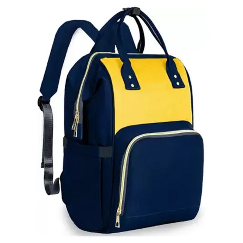 Chinmay Kids Large Capacity Mother Bag Diaper Backpack with Insulated Bottle Storage – Blue & Yellow