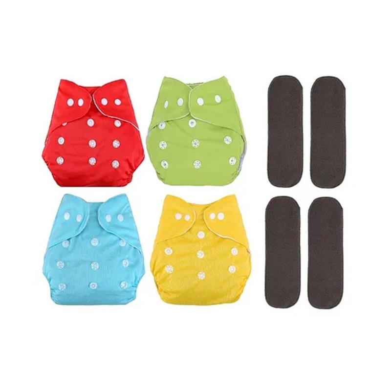 DOMENICO Adjustable Cloth Diaper Nappies With Wet Free Inserts Pack of 8 – Multicolor